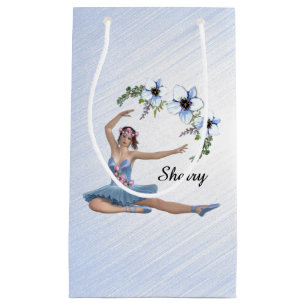 Ballerina in Blue Personal Name Small Gift Bag