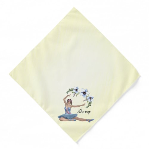 Ballerina in Blue Personal Name Yellow Bandana