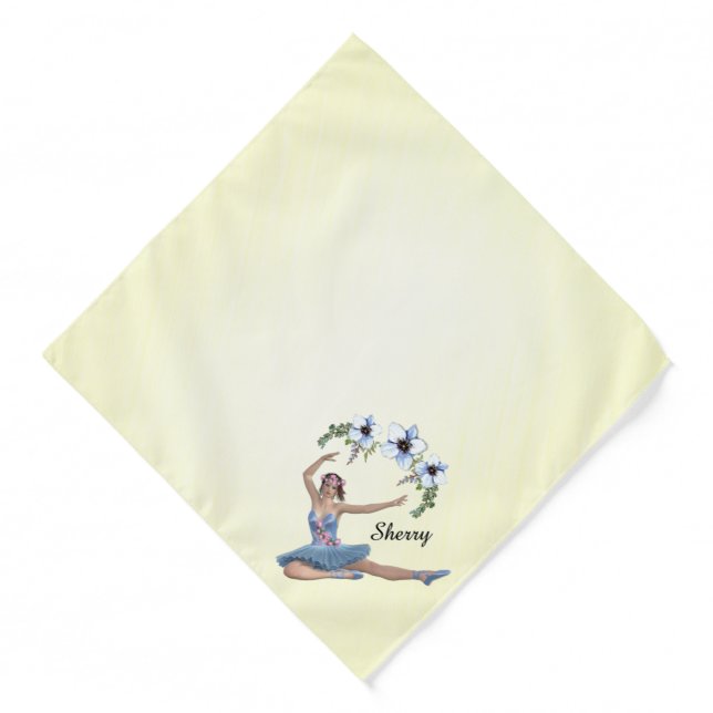 Ballerina in Blue Personal Name Yellow Bandana (Front)