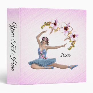 Ballerina in Blue Personal Pink 3 Ring Binder