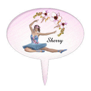 Ballerina in Blue Personal Pink Cake Topper