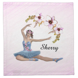 Ballerina in Blue Personal Pink Cloth Napkin