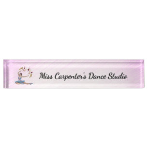 Ballerina in Blue Personal Pink Desk Name Plate