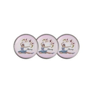 Ballerina in Blue Personal Pink Golf Ball Marker
