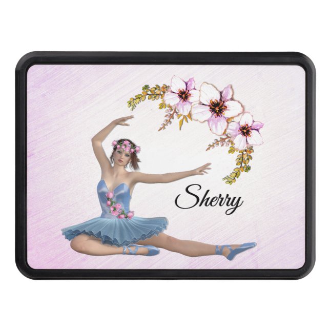 Ballerina in Blue Personal Pink Hitch Cover (Front)