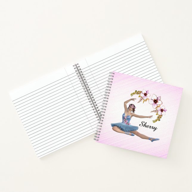 Ballerina in Blue Personal Pink Notebook (Inside)