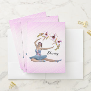 Ballerina in Blue Personal Pink Pocket Folder