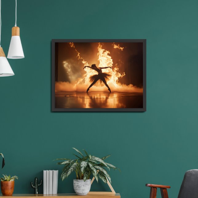  Ballerina in Flames - A Dance of Power & Passion Framed Art (Living Room 2)