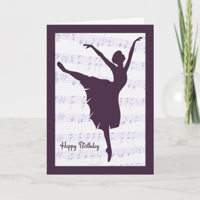 Ballerina in front of Sheet Music Birthday Card (Front)