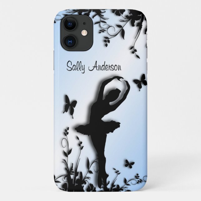 Ballerina in Garden Blue Personal Case-Mate iPhone Case (Back)
