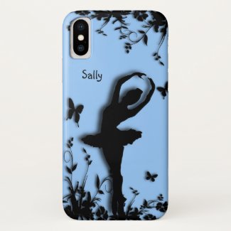 Ballerina in Garden Blue Personal Case-Mate iPhone Case