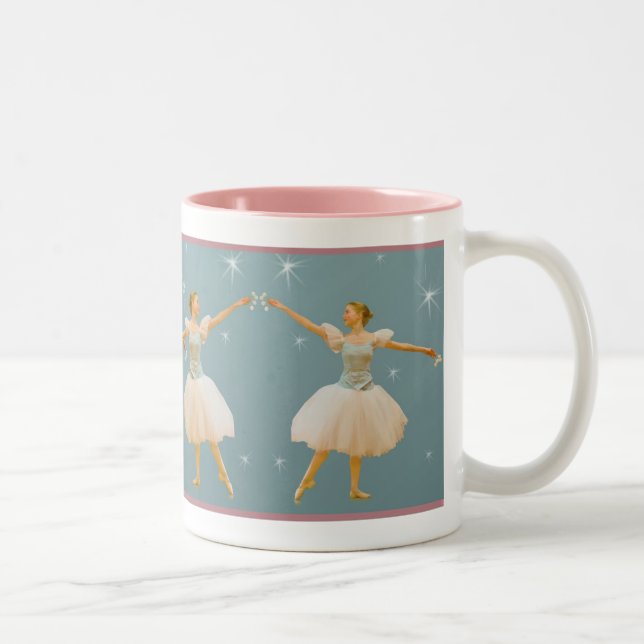 Ballerina in Green and White Two-Tone Coffee Mug (Right)
