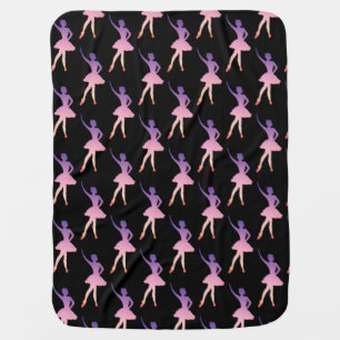 Ballerina in modern geometric pink purple baby blanket