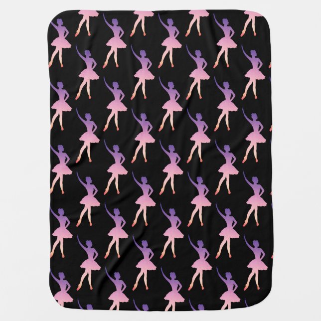 Ballerina in modern geometric pink purple baby blanket (Front)
