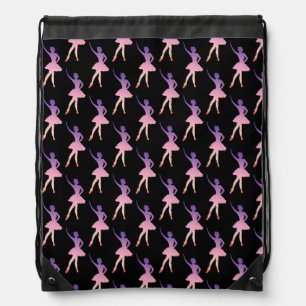 Ballerina in modern geometric pink purple drawstring bag