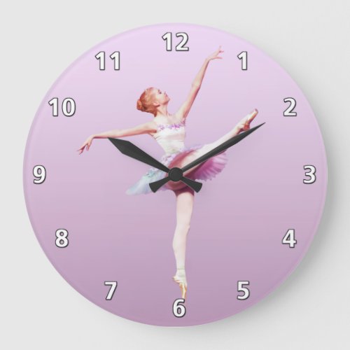 Ballerina in Pink and Lavender Large Clock
