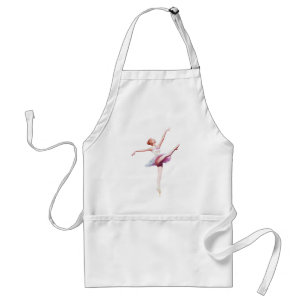 Ballerina in Pink and Lavender, Monogram Adult Apron