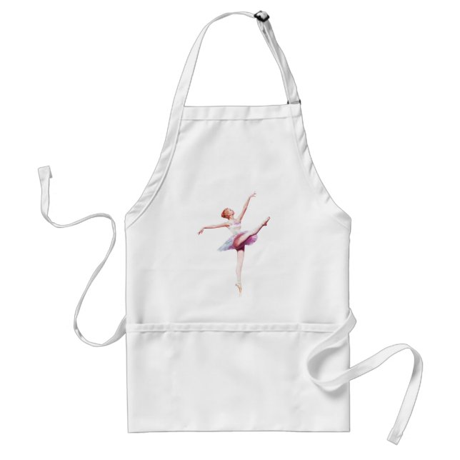 Ballerina in Pink and Lavender, Monogram Adult Apron (Front)