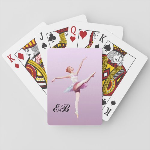 Ballerina in Pink and Lavender Monogram Poker Cards