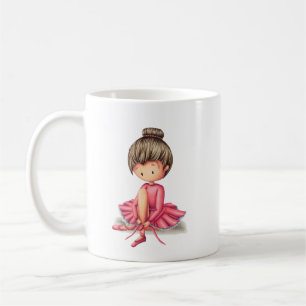 Ballerina in pink dress preparing to dance coffee mug