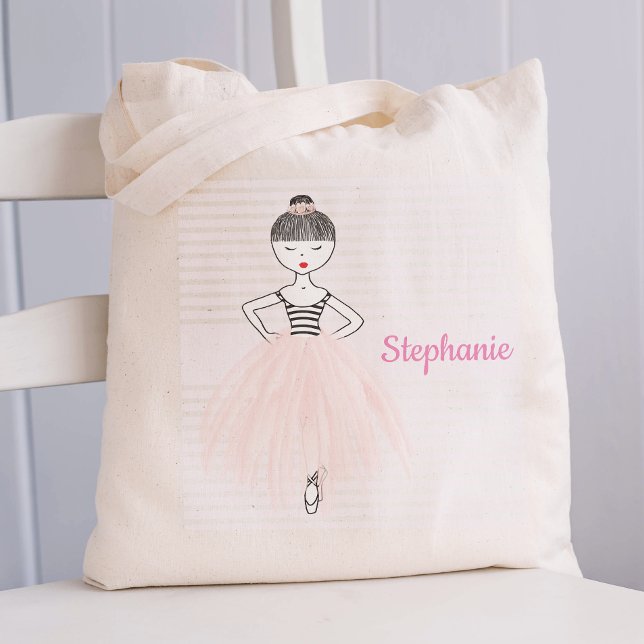 Ballerina in Pink Personalized Tote Bag (Creator Uploaded)