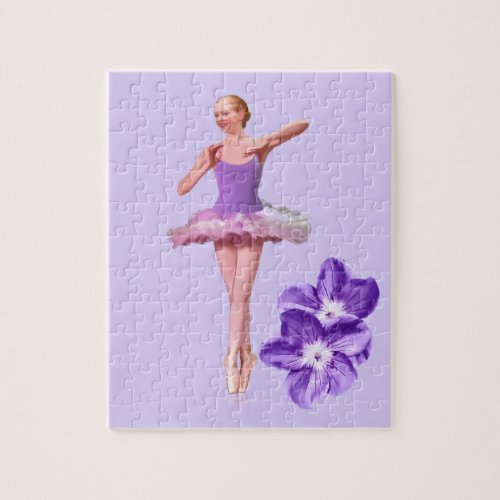 Ballerina in Purple and White Jigsaw Puzzle