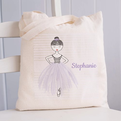 Ballerina in Purple Tutu Personalized Tote Bag