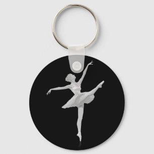 Ballerina in Silver and Black Customizable Keychain