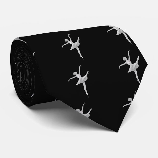 Ballerina in Silver and Black Customizable Tie (Rolled)