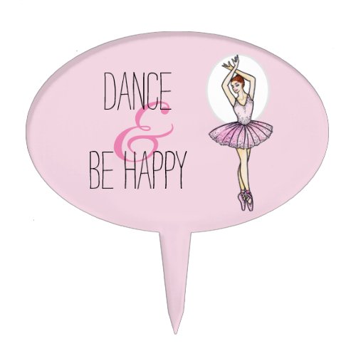 Ballerina in Sparkling Pink Dress Ballet Dancing Cake Topper