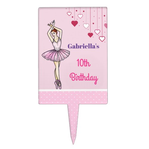 Ballerina in Sparkling Pink Dress Ballet Dancing Cake Topper