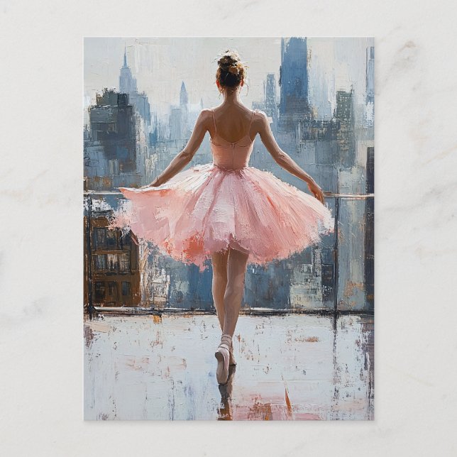 Ballerina in the City Impressionist Postcard (Front)