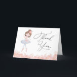 Ballerina in White Dress Floral Birthday Thank You Card<br><div class="desc">Send thanks to family and friends for attending your event with this whimsical ballet theme thank you card. It features watercolor illustration a pretty brown hair ballerina in a white dress with glitter accents. This pink floral thank you card is perfect for any event. personalize by adding your name and...</div>