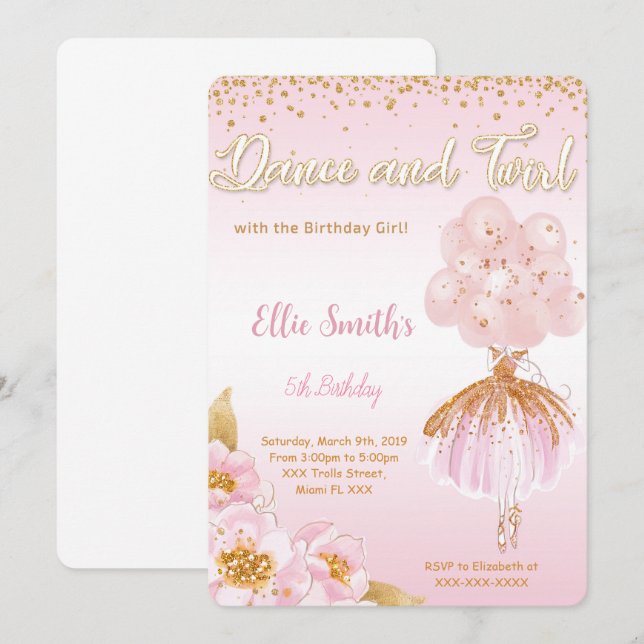 Ballerina Invitation (Front/Back)