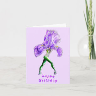 Ballerina Iris Flower Ballet Dancer Birthday Card