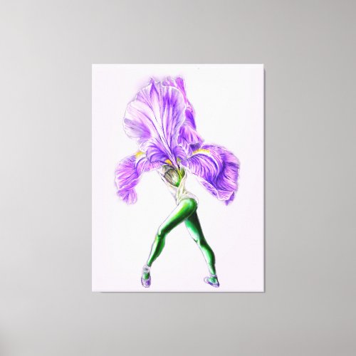 Ballerina Iris Flower Ballet Dancer Canvas Print