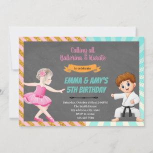 Ballerina karate joint party Invitation