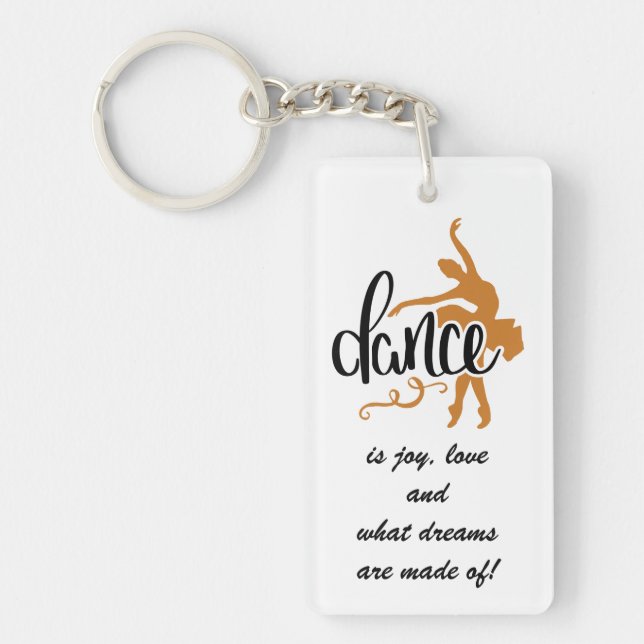 Ballerina Keychain with Dance Quote (Front)