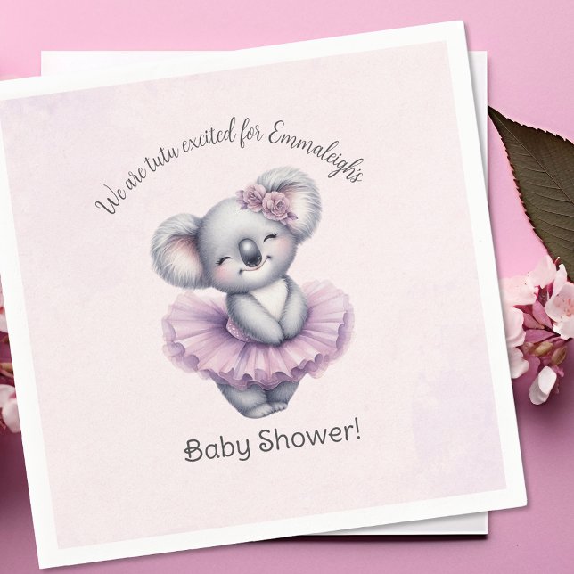 Ballerina Koala Tutu Excited Baby Girl Shower Napkins (Creator Uploaded)