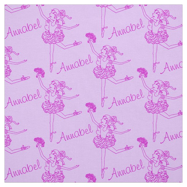 Ballerina line art named purple fabric (Swatch)