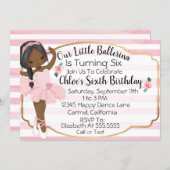 Ballerina Little Girl Pink Stripes Birthday Invitation (Front/Back)