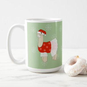 Ballerina Llama Christmas Snowflakes Coffee Mug