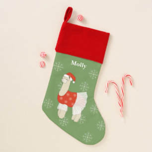 Ballerina Llama Christmas Snowflakes Pattern Stocking