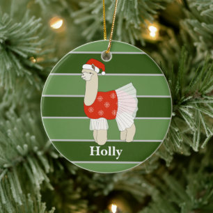 Ballerina Llama Christmas Special Ceramic Ornament