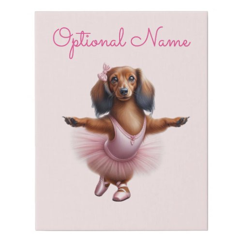 Ballerina Long Hair Dachshund Faux Canvas Print