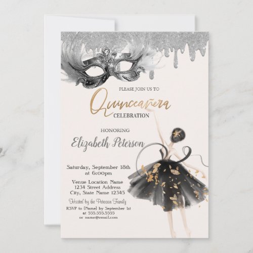  Ballerina Masque Glitter Drips Quinceanera