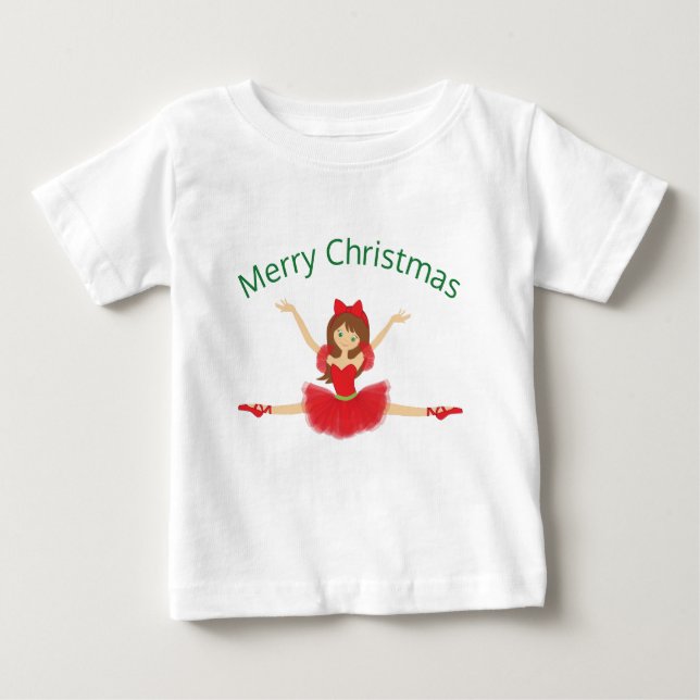 Ballerina Merry Christmas | Ballet Baby T-Shirt (Front)