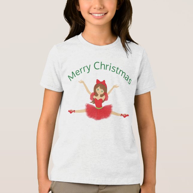 Ballerina Merry Christmas | Ballet Tri-Blend Shirt (Front)