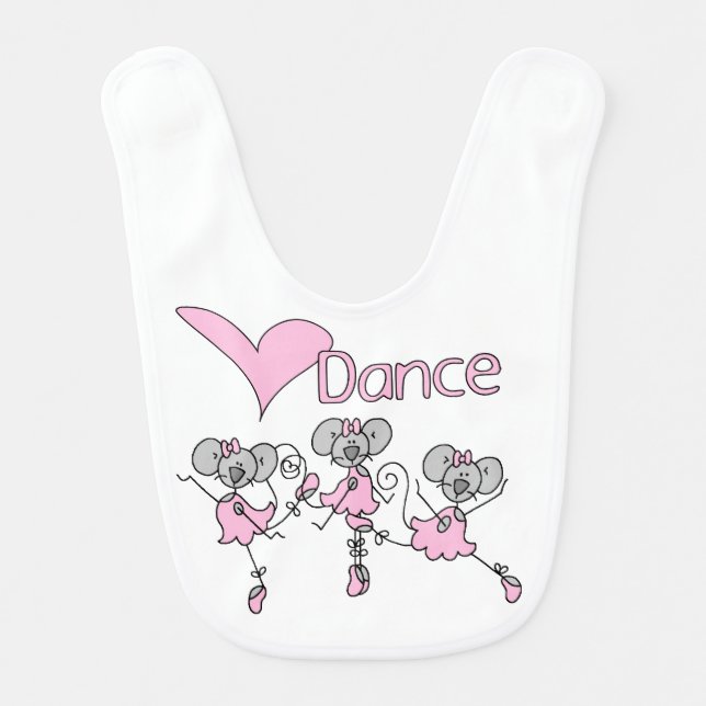 Ballerina Mice Love Dance  Bib (Front)