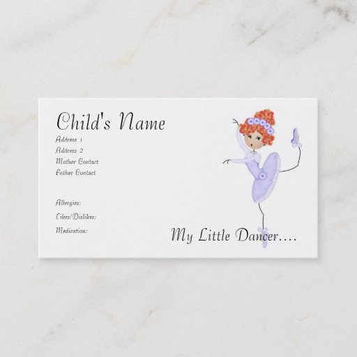 Customizable Ballerina Mommy/Daddy Cards Business Cards
